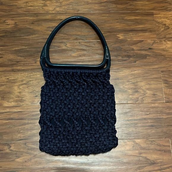 Vintage Navy Handmade Macrame/Crochet Handbag - Picture 1 of 7